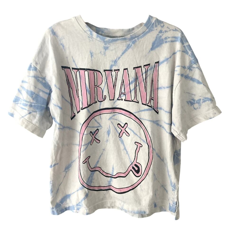 Zara Nirvana Tie Dye T-Shirt - White Blue Pink - 8-9